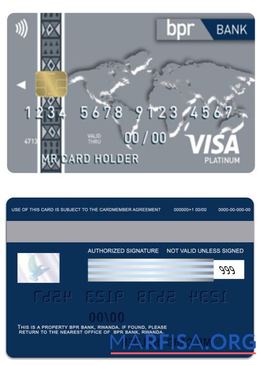 Downloadable Rwanda BPR Bank visa platinum card example